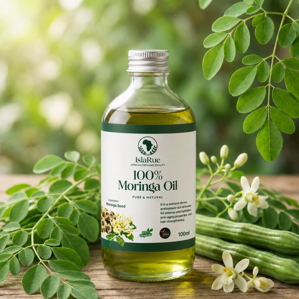 Moringa oil 100% pure natural skincare UK Islarue